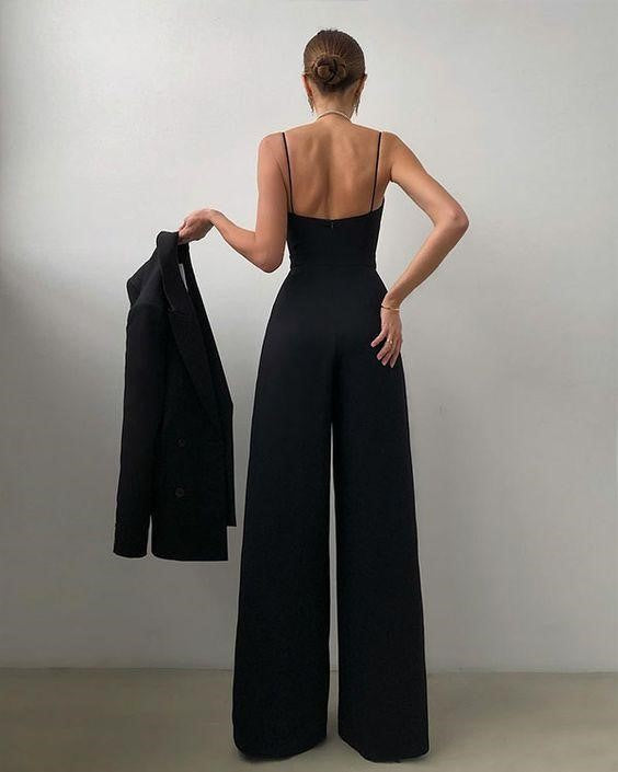 Black jumpsuit and blazer online